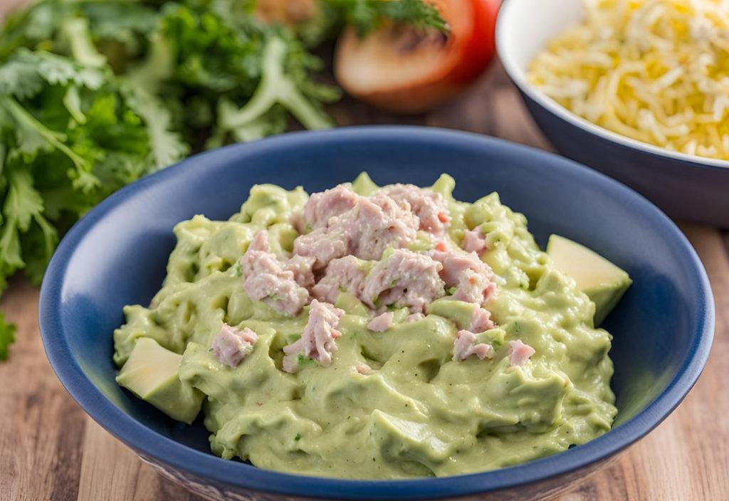 Adding dressing and tuna together