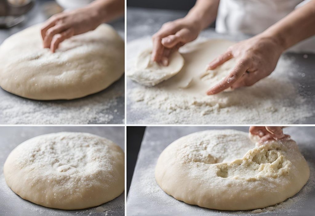 Adding flour to Dough